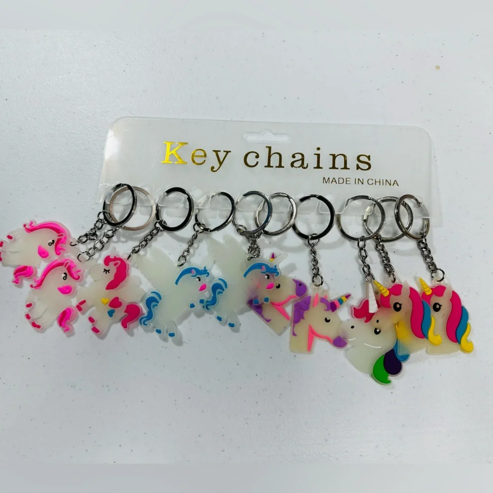 10 pack Colorful Unicorn Keychains great for party favors or gifts